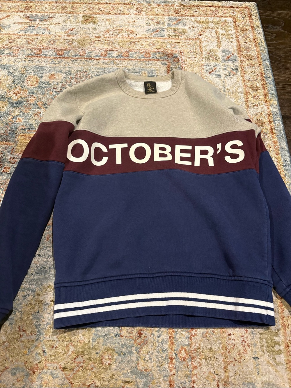Crewneck Colorblock Sweatshirt - Navy/Burgundy/Cream